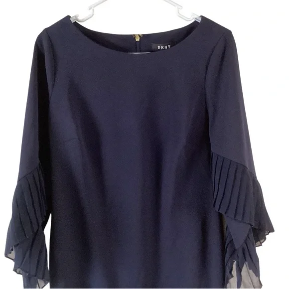 DKNY Pleated Bell Sleeve Sheath Dress 10 NWT - Picture 3 of 11